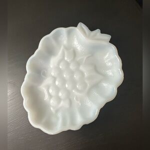 Vintage White Milk Glass Grape Cluster Bowl / Trinket Dish